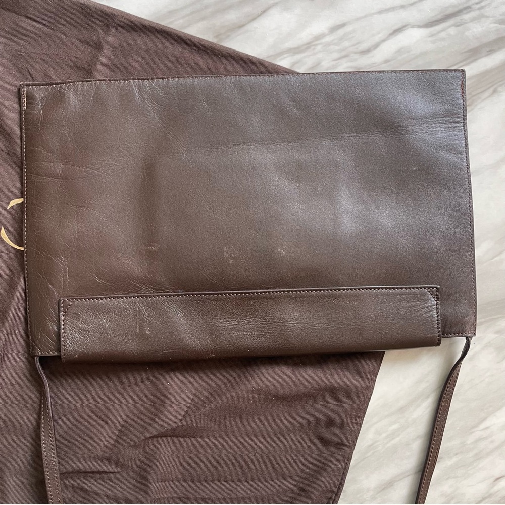 Rare GUCCI Metal Trim Brown Envelope Bag with Shoulder Strap - Picture 11 of 16